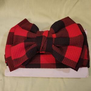 Red Black Buffalo Plaid Giant Hair Bow WN F21 Forever 21 Headwear Accessory